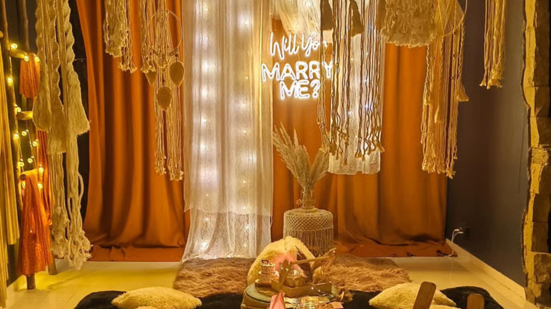 Rooftop Celebration Setup with Fairy Lights Surat